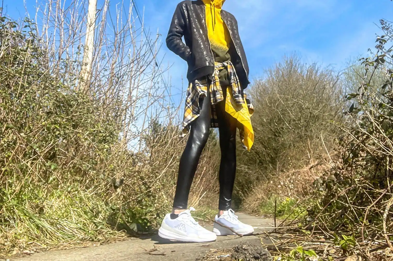 Styling Hoodie, Black Leggings and White Converse