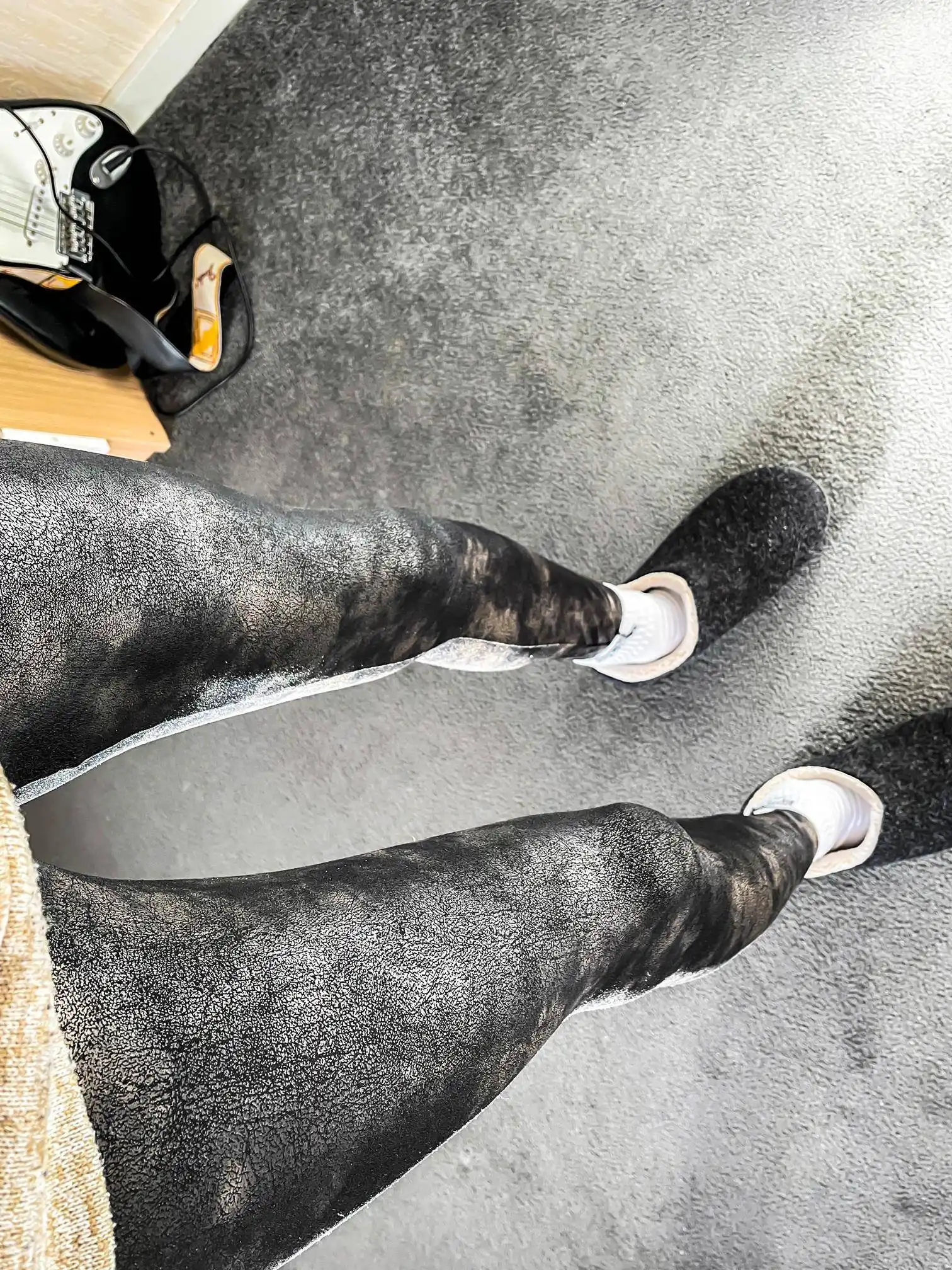 How to Style a Teddy Hoodie with Croc Print Leather Leggings