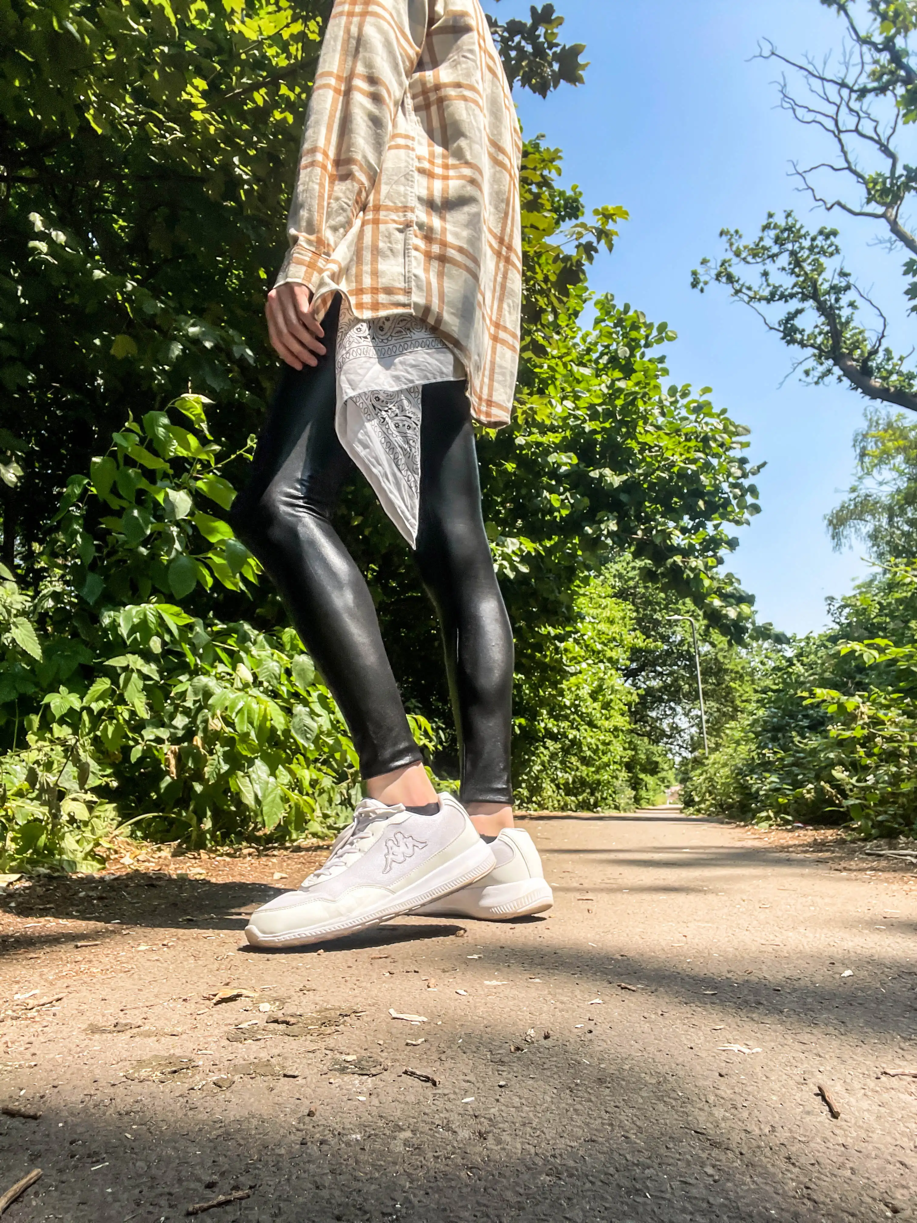 How to Style Leather Leggings with a Check Shirt