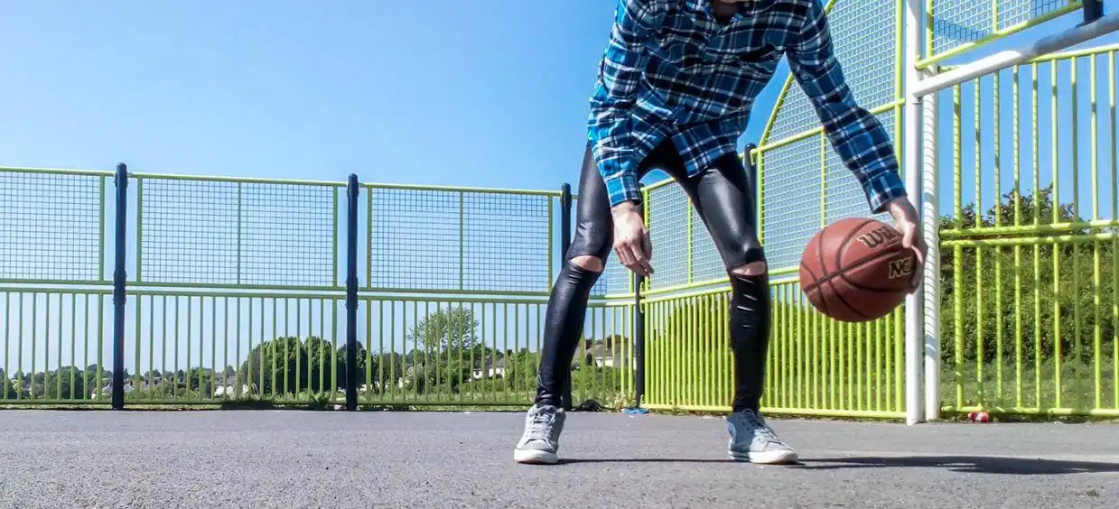 Throwback Style: Flannel Shirts and Leggings Playing Basketball