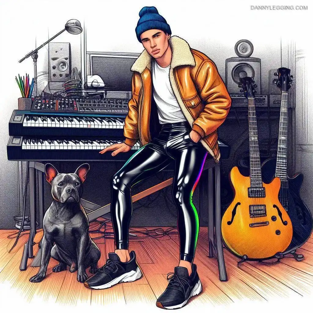 Music Studio Digital Art with Vibrant Colours and Shiny Pants