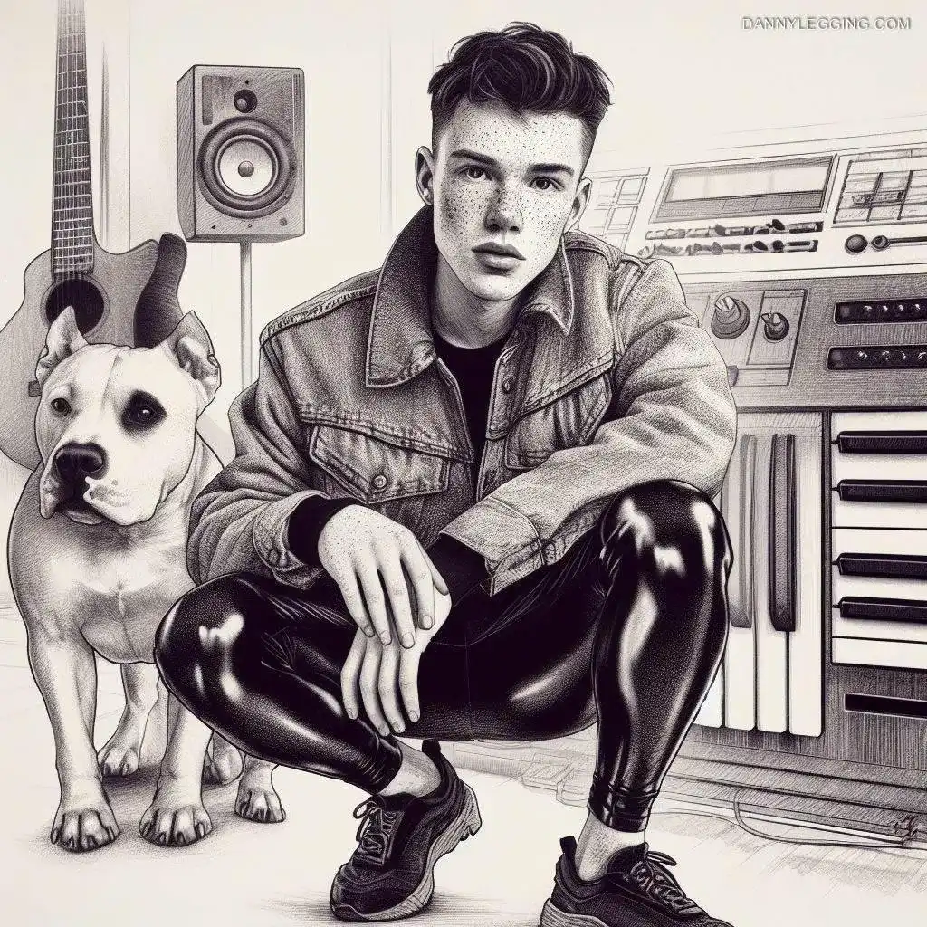 Sketch Digital Art: Music and Reading with Shiny and Leather Leggings